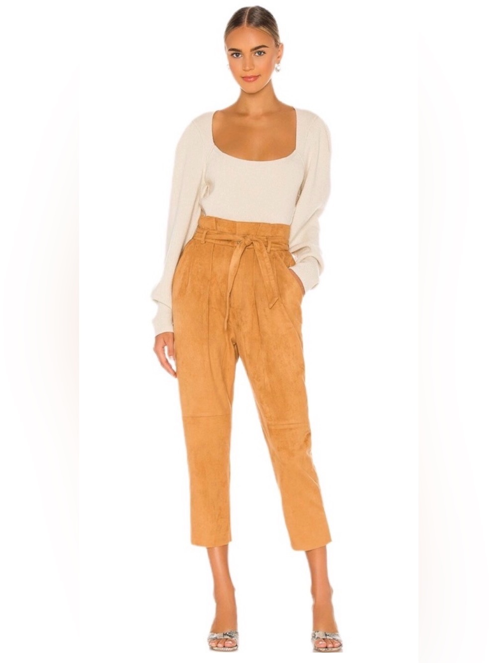 Free People Nightfall Vegan Suede HR Paperbag pants, NEW ($128)!